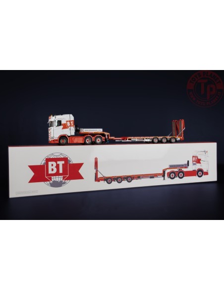 SCANIA S MIDDLE ROOF 6X2 TAG WITH NOOTEBOOM MCOS SEMI LOW LOADER 3 AXLE WITH RAMPS IMC 32-0177 IMC MODELS