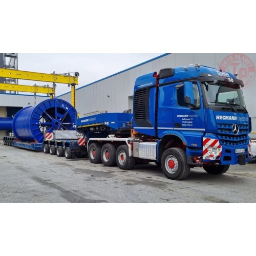 MERCEDES-BENZ AROCS MP4 2.300MM STREAM SPACE 8X6 SCHEUERLE INTERCOMBI - 12 AXLE + CABLE REEL HEGMANN TRANSIT WSI 01-4250 WSI ...