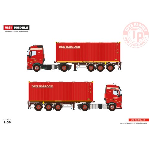VOLVO FH5 GLOBETROTTER 4X2 CONTAINER TRAILER - 3 AXLE + 30 FT BULK CONTAINER DEN HARTOGH LOGISTICS WSI 01-3984 WSI MODELS