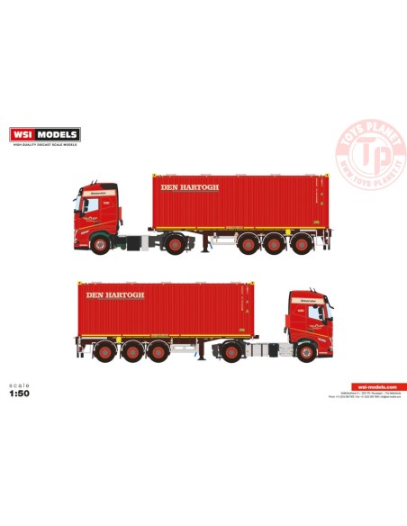 VOLVO FH5 GLOBETROTTER 4X2 CONTAINER TRAILER - 3 AXLE + 30 FT BULK CONTAINER DEN HARTOGH LOGISTICS WSI 01-3984 WSI MODELS VOLVO FH5 GLOBETROTTER 4X2 CONTAINER TRAILER - 3 AXLE + 30 FT BULK CONTAINER DEN HARTOGH LOGISTICS WSI 01-3984 WSI MODELS