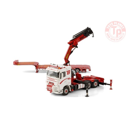 VOLVO FH4 SLEEPERCAB 6X2 SEMI LOW LOADER - 3 AXLE WITH PALFINGER PK 78002 SH + JIB - BØSTRAND WSI 01-3809 WSI MODELS
