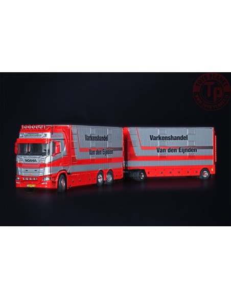SCANIA S HIGH ROOF WITH LIVESTOCK TRAILER VAN DEN EIJNDEN IMC MODELS 32-0193 IMC MODELS