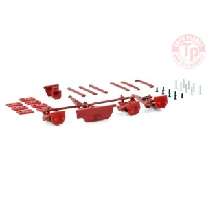 PREMIUM LINE SCHEUERLE INTER COMBI SET PARTS: HITCH + SINGLE DRAWBAR + DOUBLE DRAWBAR RED WSI 04-2180 WSI MODELS