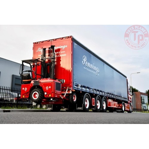 Scania R topline 4x2 met schuifzeilentrailer met Moffet meenmeemheftruck Pennings Transport TEKNO 84687 TEKNO