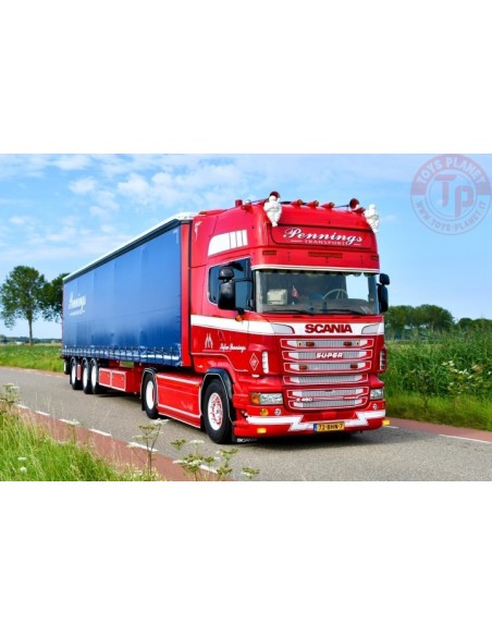 Scania R topline 4x2 met schuifzeilentrailer met Moffet meenmeemheftruck Pennings Transport TEKNO 84687 TEKNO