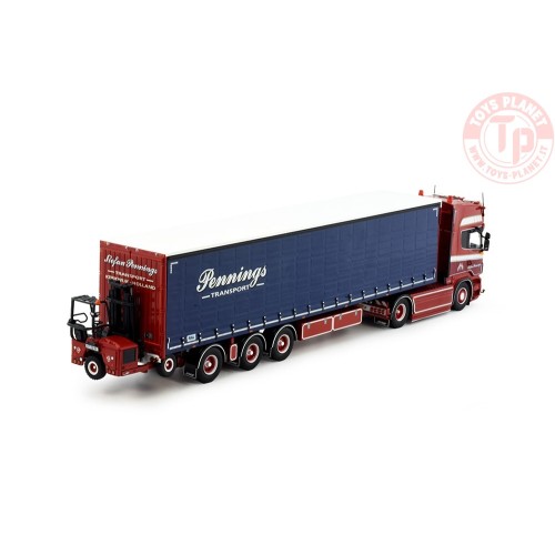 Scania R topline 4x2 met schuifzeilentrailer met Moffet meenmeemheftruck Pennings Transport TEKNO 84687 TEKNO