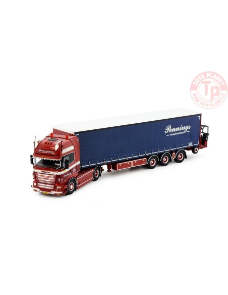 Scania R topline 4x2 met schuifzeilentrailer met Moffet meenmeemheftruck Pennings Transport TEKNO 84687 TEKNO
