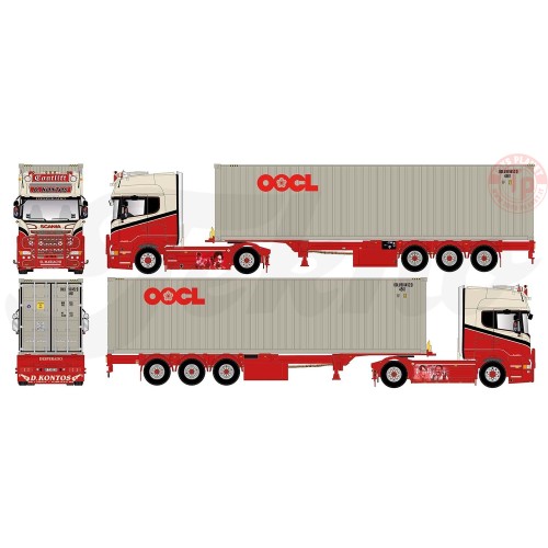 Scania R-serie Topline 4x2 met 40ft container Contlift TEKNO 83532 TEKNO