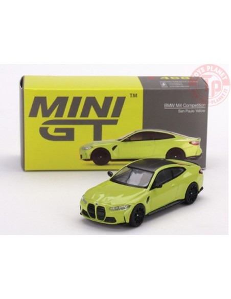 BMW M4 COMPETION G82 SAN PAULO YELLOW, BLACK ROOF 1/64 MGT00468-L Mini Gt