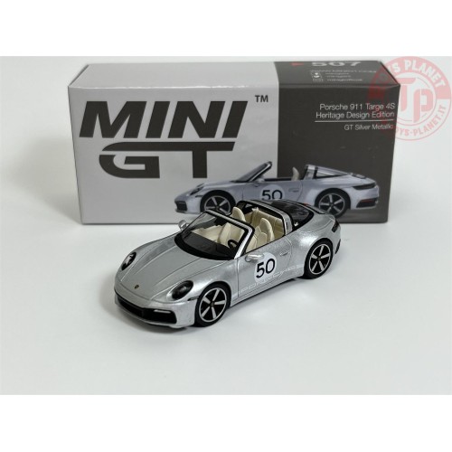 PORSCHE 911 TARGE 4S HERITAGE DESIGN EDITION GT SILVER METTALIC 1/64 MGT00507-L Mini Gt