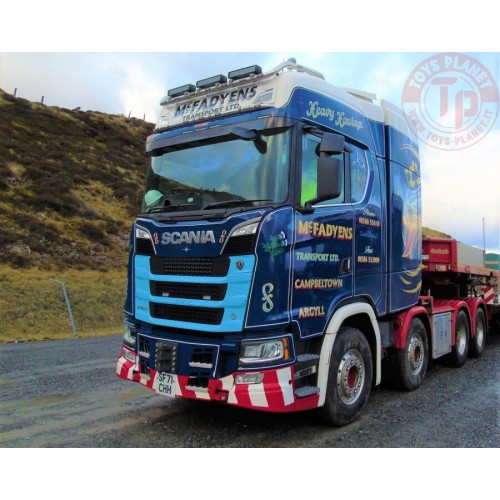 SCANIA S HIGHLINE CS20H 8X4 WIND MILL TRAILER WITH 4 AXLE DOLLY - 7 AXLE - MCFADYENS WSI 01-4214 WSI MODELS