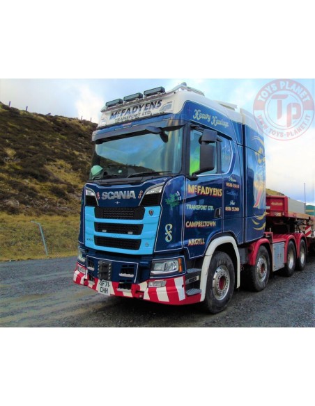 SCANIA S HIGHLINE CS20H 8X4 WIND MILL TRAILER WITH 4 AXLE DOLLY - 7 AXLE - MCFADYENS WSI 01-4214 WSI MODELS SCANIA S HIGHLINE CS20H 8X4 WIND MILL TRAILER WITH 4 AXLE DOLLY - 7 AXLE - MCFADYENS WSI 01-4214 WSI MODELS