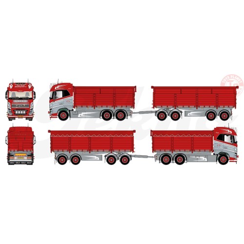 Volvo FH04 Globetrotter motorwagen aanhanger met resin bakken Hans Henrik Sondergaard TEKNO 81542 TEKNO