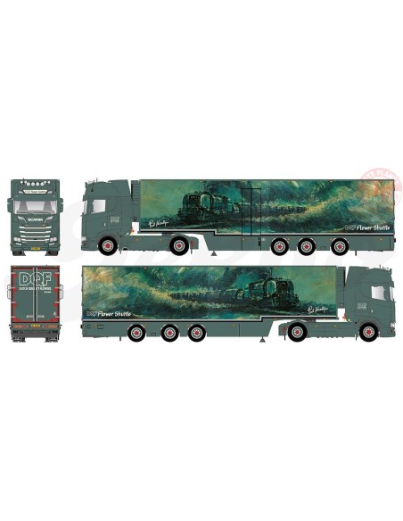 Scania Next Gen S530-V8 Highline met 3-assige bloemenoplegger DQF TEKNO 84409 TEKNO Scania Next Gen S530-V8 Highline met 3-assige bloemenoplegger DQF TEKNO 84409 TEKNO