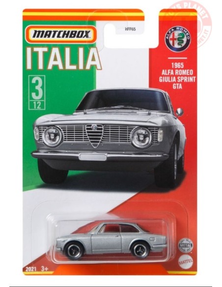 1965 ALFA ROMEO GIULIA SPRINT GTA-MATCHBOX ITALIA 1/64 MATCHBOX HFF68 MATCHBOX