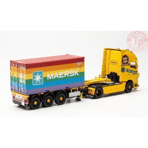 Volvo FH Globetrotter XL Container Semitrailer + 20ft Maersk Rainbow Container Acargo WSI 071697 WSI MODELS