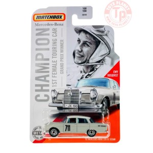 '62 MERCEDES-BENZ 220 SE SEDAN-MATCHBOX CHAMPION 1ST FEMALE TOURING CAR-GRAND PRIX WINNER-EWY ROSQVIST 1/64 MATCHBOX GPN59 MA...