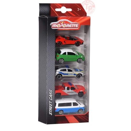 COFANETTO DA 5 PEZZI-STREET CARS 1/64 MAJORETTE POLICE CON SECURITE CIVILE MAJORETTE