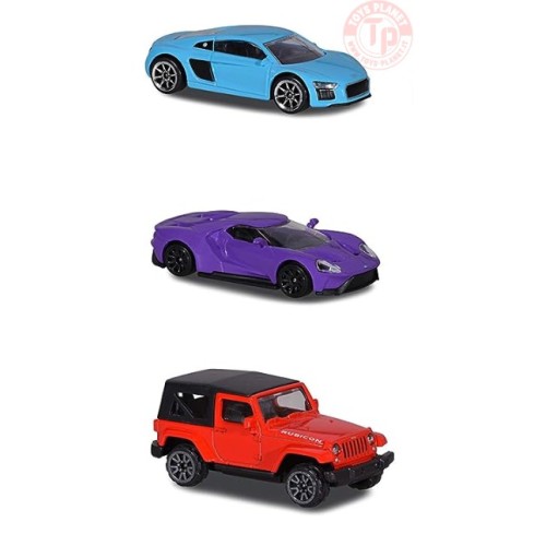 COFANETTO DA 3 PEZZI-STREET CARS 1/64 MAJORETTE FORD GT CON AUDI R8 MAJORETTE