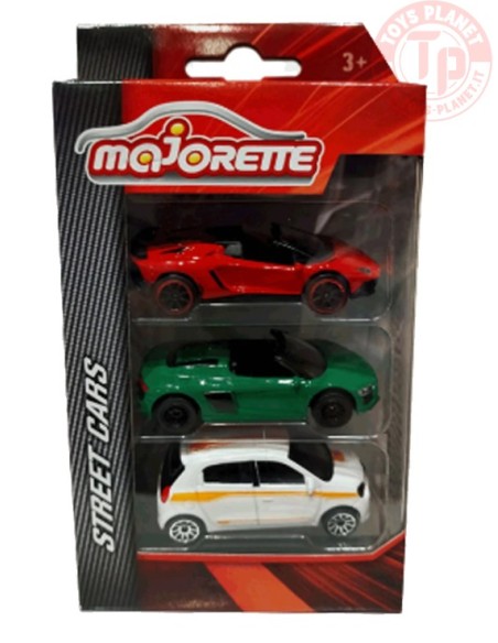 COFANETTO DA 3 PEZZI-STREET CARS 1/64 MAJORETTE TWINGO CON LAMBORGHINI MAJORETTE