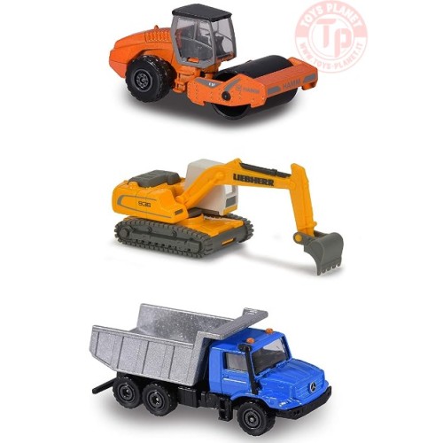 COFANETTO DA 3 PEZZI-CONSTRUCTION 1/64 MAJORETTE HAMM CON LIEBHERR MAJORETTE