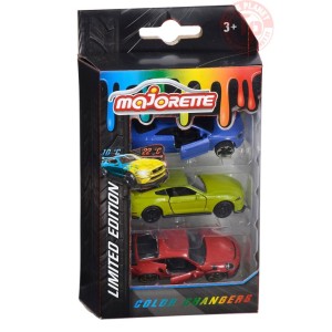 COFANETTO DA 3 PEZZI-LIMITED EDITION-COLOR CHANGERS 1/64 MAJORETTE CAMARO CON PORSCHE MAJORETTE