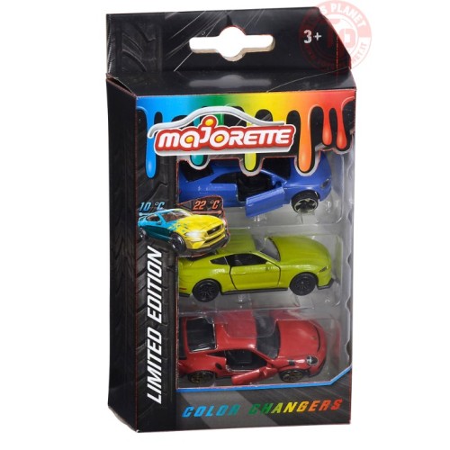 COFANETTO DA 3 PEZZI-LIMITED EDITION-COLOR CHANGERS 1/64 MAJORETTE CAMARO CON PORSCHE MAJORETTE