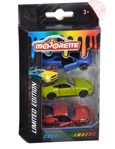 COFANETTO DA 3 PEZZI-LIMITED EDITION-COLOR CHANGERS 1/64 MAJORETTE CAMARO CON PORSCHE MAJORETTE