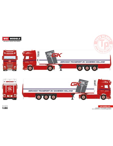 DAF XF SUPER SPACE CAB MY2017 4X2 REEFER TRAILER - 3 AXLE GERANCO TRANSPORT WSI 01-3986 WSI MODELS DAF XF SUPER SPACE CAB MY2017 4X2 REEFER TRAILER - 3 AXLE GERANCO TRANSPORT WSI 01-3986 WSI MODELS