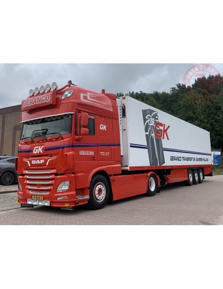 DAF XF SUPER SPACE CAB MY2017 4X2 REEFER TRAILER - 3 AXLE GERANCO TRANSPORT WSI 01-3986 WSI MODELS DAF XF SUPER SPACE CAB MY2017 4X2 REEFER TRAILER - 3 AXLE GERANCO TRANSPORT WSI 01-3986 WSI MODELS