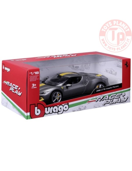 FERRARI 296 GTB ASSETTO FIORANO 2022 GREY/YELLOW 1:18 BU16017GR BURAGO