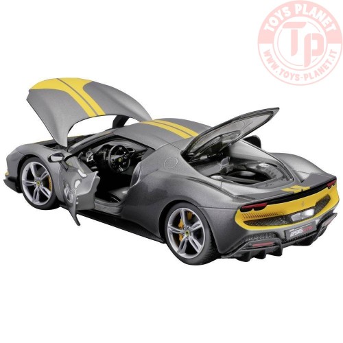 FERRARI 296 GTB ASSETTO FIORANO 2022 GREY/YELLOW 1:18 BU16017GR BURAGO
