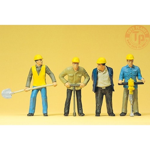 4 Operai Edili 1:32 PREISER 63065 ANIMALI E ACCESSORI PLASTICO