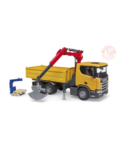Camion da cantiere Scania Super 560R con gru e 2 pallet BRUDER 03551 BRUDER