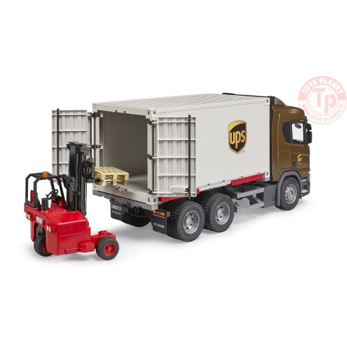 Camion UPS Logistica Scania Super 560R con carrello elevatore BRUDER 03582 BRUDER