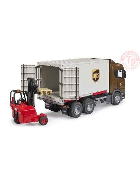 Camion UPS Logistica Scania Super 560R con carrello elevatore BRUDER 03582 BRUDER Camion UPS Logistica Scania Super 560R con carrello elevatore BRUDER 03582 BRUDER