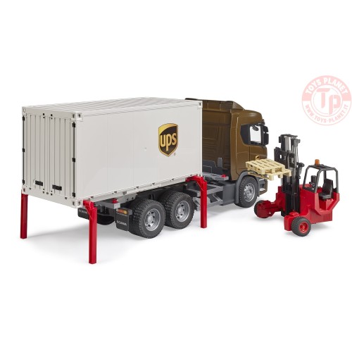 Camion UPS Logistica Scania Super 560R con carrello elevatore BRUDER 03582 BRUDER
