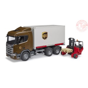 Camion UPS Logistica Scania Super 560R con carrello elevatore BRUDER 03582 BRUDER