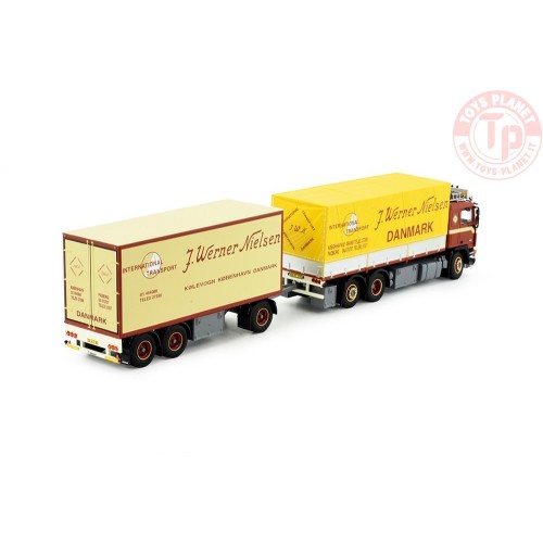 Volvo F12 motorwagen met huif aanhanger J. Werner Nielsen TEKNO 83540 TEKNO