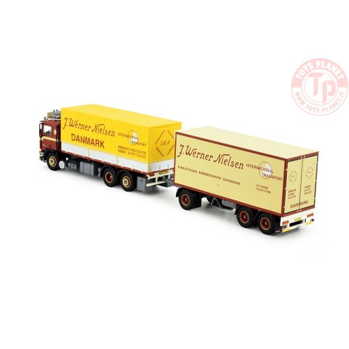 Volvo F12 motorwagen met huif aanhanger J. Werner Nielsen TEKNO 83540 TEKNO