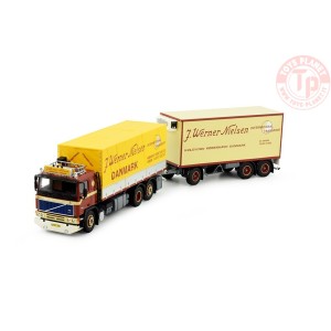 Volvo F12 motorwagen met huif aanhanger J. Werner Nielsen TEKNO 83540 TEKNO
