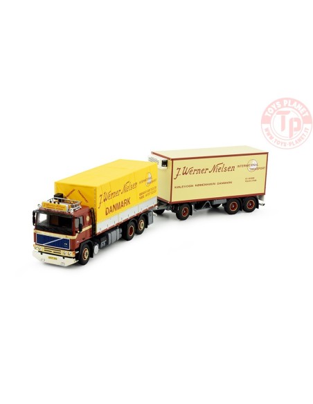 Volvo F12 motorwagen met huif aanhanger J. Werner Nielsen TEKNO 83540 TEKNO