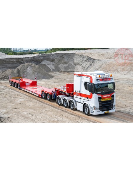 SCANIA S HIGHLINE 8X4 LOWLOADER - 4 AXLE + DOLLY - 2 AXLE MUD GRONDWERKEN WSI 01-3988 WSI MODELS