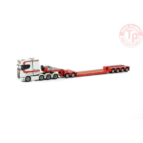 SCANIA S HIGHLINE 8X4 LOWLOADER - 4 AXLE + DOLLY - 2 AXLE MUD GRONDWERKEN WSI 01-3988 WSI MODELS
