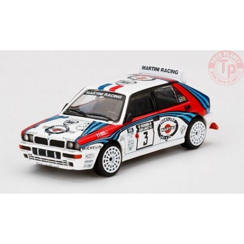 LANCIA DELTA HF INTEGRALE EVOLUZIONE N3-1992 RALLY 1000 LAKES WINNER-WHITE/BLUE/RED LEFT HAND DRIVE 1/64 MGT00322-L MINI GT