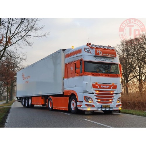 DAF XF SUPER SPACE CAB MY2017 4X2 REEFER TRAILER - 3 AXLE H.B. van Komen WSI 01-4020 WSI MODELS