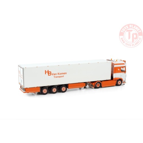 DAF XF SUPER SPACE CAB MY2017 4X2 REEFER TRAILER - 3 AXLE H.B. van Komen WSI 01-4020 WSI MODELS