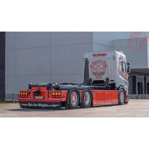 SCANIA R NORMAL 6X2 TAG AXLE RIGED DRAWBAR TRUCK WITH HOOKLIFT SYSTEM - 3 AXLE + HOOKLIFT CONTAINER 40M3 - BOB PEETERS WSI 01...