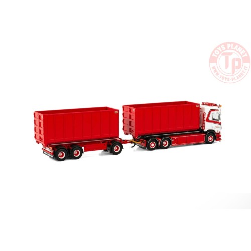 SCANIA R NORMAL 6X2 TAG AXLE RIGED DRAWBAR TRUCK WITH HOOKLIFT SYSTEM - 3 AXLE + HOOKLIFT CONTAINER 40M3 - BOB PEETERS WSI 01...