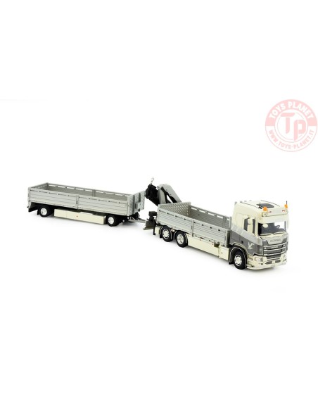Scania Next Gen R650-V8 motorwagen aanhanger met openbak en kraan Vogel Kran Transporte TEKNO 83196 TEKNO